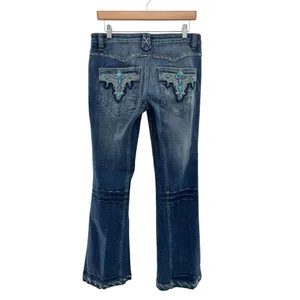 Antik Denim Women's Size 29 Bootcut Embroidered Indigo‎ Blue Jeans Button Fly thumbnail 4