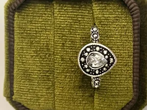 Vintage/Boho Design Teardrop Shaped Cubic Zirconia Silver Statement Ring S 6 thumbnail 1