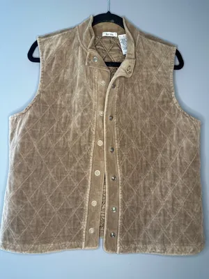 Liz & Co Womens L Quilted Velour Vest Snap Front Equestrian Cottagecore Western thumbnail 1