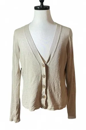 Banana Republic Lightweight Silk Blend V Neck‎ Button Front Cardigan Sweater XL thumbnail 1