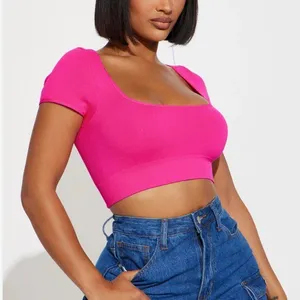 Bozzolo Pink Fitted Cap Sleeve Crop Top thumbnail 1