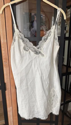 Vintage 2003 Victoria’s Secret slip nightgown dress satin silky lace vneck mini thumbnail 1