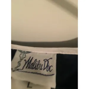 Malibu Doc Women's Blue White Scrub Top V Neck Nurse Medical Size Large thumbnail 6