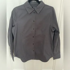 Madewell Women's Grey Darted Button-Up Shirt in (Re)generative Chino Size 10 thumbnail 5