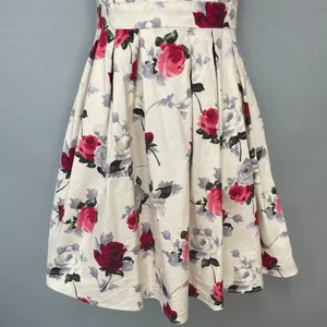 Hell Bunny Eloise‎ Mini Dress Rose Print Cream Bow Adjustable Straps Sz XS Retro thumbnail 6