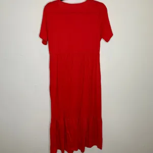 Red Babydoll Tiered Ruffle T Shirt Dress Pockets Sz Large? thumbnail 7