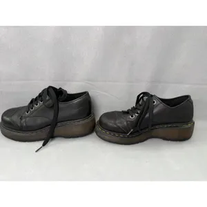 Dr. Martens Black Leather Platform Oxfords Chunky Lug Sole Lace Up Shoes Grunge thumbnail 6