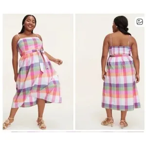 Kate Spade New York Target Plaid Midi Dress‎ XXS Multi Color Seersucker Pockets thumbnail 2
