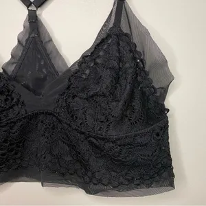 Aerie Mesh Lace Bralette, Black, Size M, EUC thumbnail 3