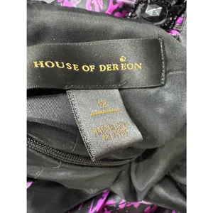 House of Deréon Black Purple Beaded Waist Maxi Dress Women's Size 12 EUC thumbnail 8