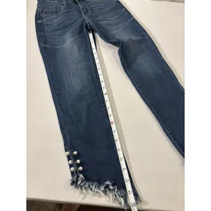 KanCan Ankle Jeans Hi Lo Fringed Hem Faux Pearl Studs Size‎ 1/24 thumbnail 5
