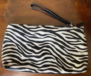 White House Black Market Zebra Calf Hair Leather Clutch thumbnail 1
