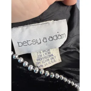 Betsy & Adam Vintage Black Crushed Velvet Strapless Beaded Mini Dress Womens 341 thumbnail 4