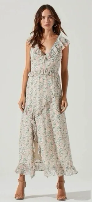 ASTR The Label Tempest Ruffle Floral Maxi Dress XSmall Cottagecore Wedding Guest thumbnail 1