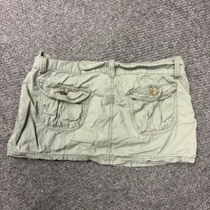 No Boundaries Y2K Sage Green Cargo Micro Mini Skirt sz 9 Low Rise Utility Cotton thumbnail 5