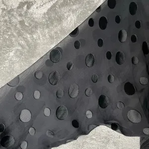 Tibi Black Silk Chiffon Dress Sheer Polka Dot Sleeves Tie Neck Size 2 XS‎ thumbnail 7