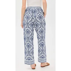 Farm Rio Blue and white linen blend pants size medium thumbnail 2