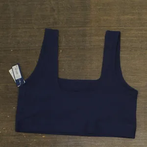 NWT Gap Body Logo Comfort Square-Neck Knit Bralette GPW01052 Elysian Blue L thumbnail 3