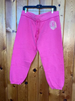 Victoria's Secret Hot Pink Drawstring Sweatpants large vintage sparkly pants thumbnail 1