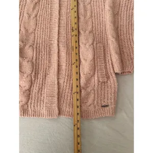 Abercrombie & Fitch Pink Cable Knit Open Front Cardigan Sweater Womens Medium thumbnail 6