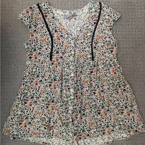 🩷ANTHROPOLOGIE VANESSA VIRGINIA FLORAL LADDER LACE VNECK TUNIC TOP, Size Small thumbnail 4