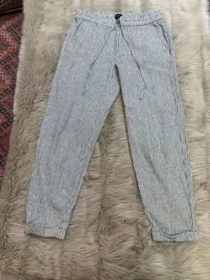 J.Crew Factory Striped Linen Cotton Blend Drawstring Pant Size 2 Pull On thumbnail 3