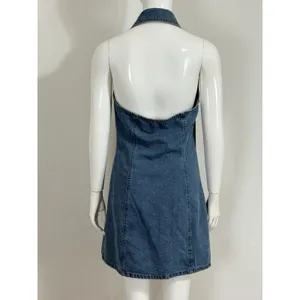 House of Harlow 1960 Women’s Denim Halter Mini Dress Backless Y2K Blue Size S thumbnail 8