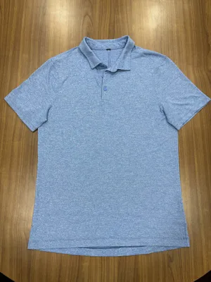 Lululemon Men's Evolution Short Sleeve Polo - Heather Blue (Size S) thumbnail 1