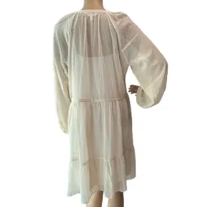 LC Lauren Conrad Button Front Tiered Long Sleeve Mini Shirt Dress Sz L thumbnail 5