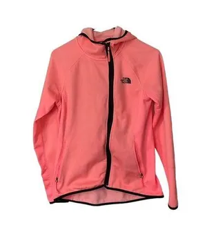 The North Face Arcata Hoodie Neon Peach Zip Up Fleece Lined Zip Pockets Medium thumbnail 1