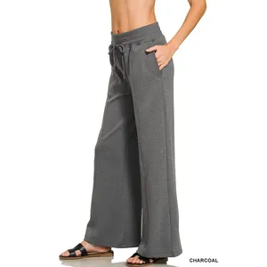 Zenana Scuba Collared Short Sleeve Pullover & Center Seam Pants Set - Medium‎ thumbnail 4