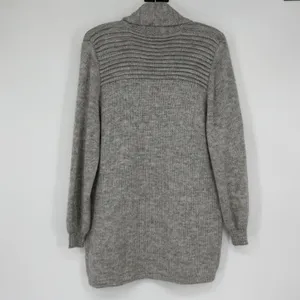 Inka Sur Alpaca‎ Wool Gray Open Front Cardigan Sweater Shawl Collar Made in Peru thumbnail 2
