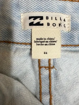 Billabong High-Rise Distressed Denim Shorts Light Wash Frayed Hem Size 24 thumbnail 3