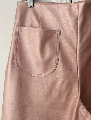 Anthropologie Maeve The Colette Metallic Ruffle-Hem Faux Leather Pants, Size 27 Tall thumbnail 8
