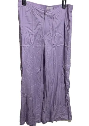 By Anthropologie Palazzo Utility Pants Cargo Wide Leg Lilac Purple Pull On Sz 10 thumbnail 8