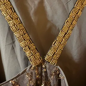 Goldy Sequin Beaded Mini Cocktail Dress in Gray thumbnail 7