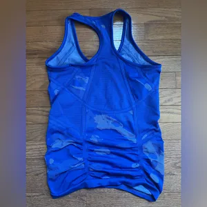 Athleta Royal Blue Patterned Racerback Tank thumbnail 3