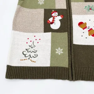 Vintage Y2K Christmas Sweater Vest Size Large Christopher & Banks Full Zip Green thumbnail 5