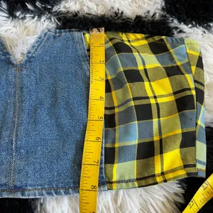 Denim Plaid Corset Top, Grunge Y2K Punk‎ Mall Goth Medium Indie Sleaze thumbnail 5