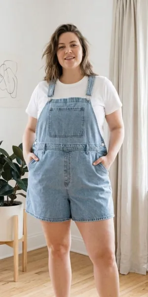 PARKE Denim Shortalls Romper Womens Plus 2X Blue Overalls Mini Coverall Cotton thumbnail 1