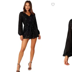 Petal and Pup NWT Black Sequin Long Sleeve Romper thumbnail 3