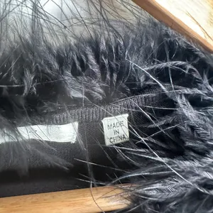 Vintage Y2K Max Studio‎ Small Sweater Feather Trim Black Long Sleeve Rayon Blend thumbnail 9