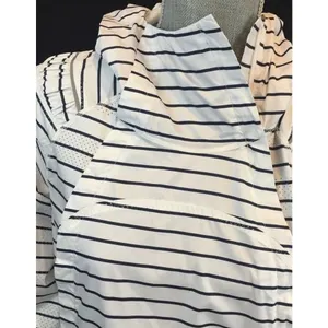 Lululemon Spring Jacket Pack & Go Pullover Quiet Stripe White Navy Women 4 Run thumbnail 10
