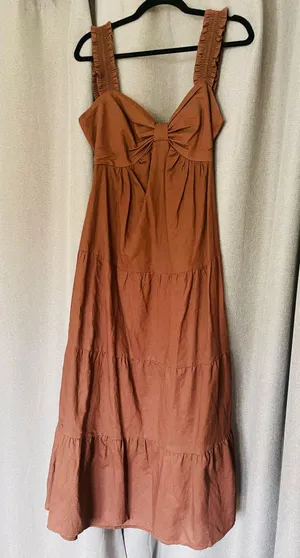 Charlie Holiday Chocolate Brown Linen Dress thumbnail 1