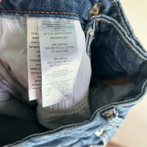 Good American Good Curve Crossover Straight Chewed Raw Hem Jeans Sz 27 thumbnail 7