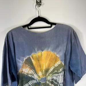 Vintage Belma New York Tie Dye Blue Yellow Top Women’s One‎ Size Boho Hippie thumbnail 9