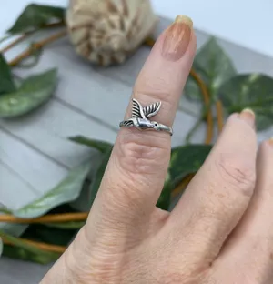 Flying Bird Sterling Silver Toe Ring Midi Ring thumbnail 1