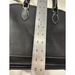 Dooney & Bourke Satchel Black Pebble Leather Zip Close W/ Strap Red Lining EUC thumbnail 12