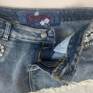 Candie's size 5 30 Asymmetrical Denim White Skirt ruffle cowgirl y2k vintage vib thumbnail 9