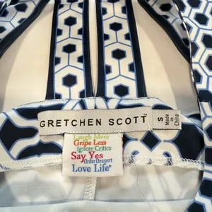 Gretchen Scott Navy Blue Strappy Sleeveless Isosceles Geometric Dress‎ SMALL thumbnail 10